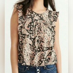 Abercrombie & Fitch Paisley Ruffle Top Y2K 90s Preppy Coastal Cowgirl Western SM
